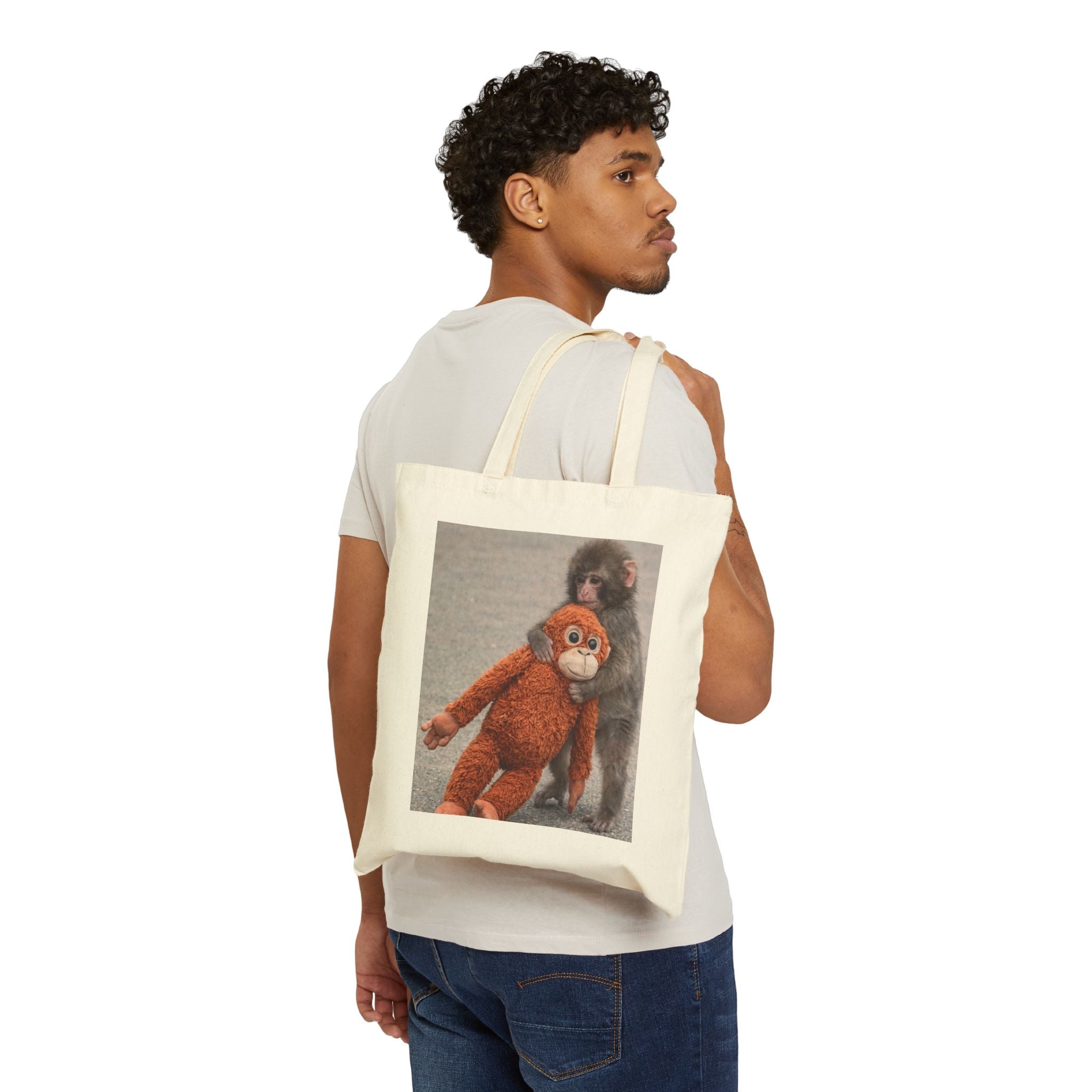 Punch Tote Bag - Cute Monkey Canvas Tote
