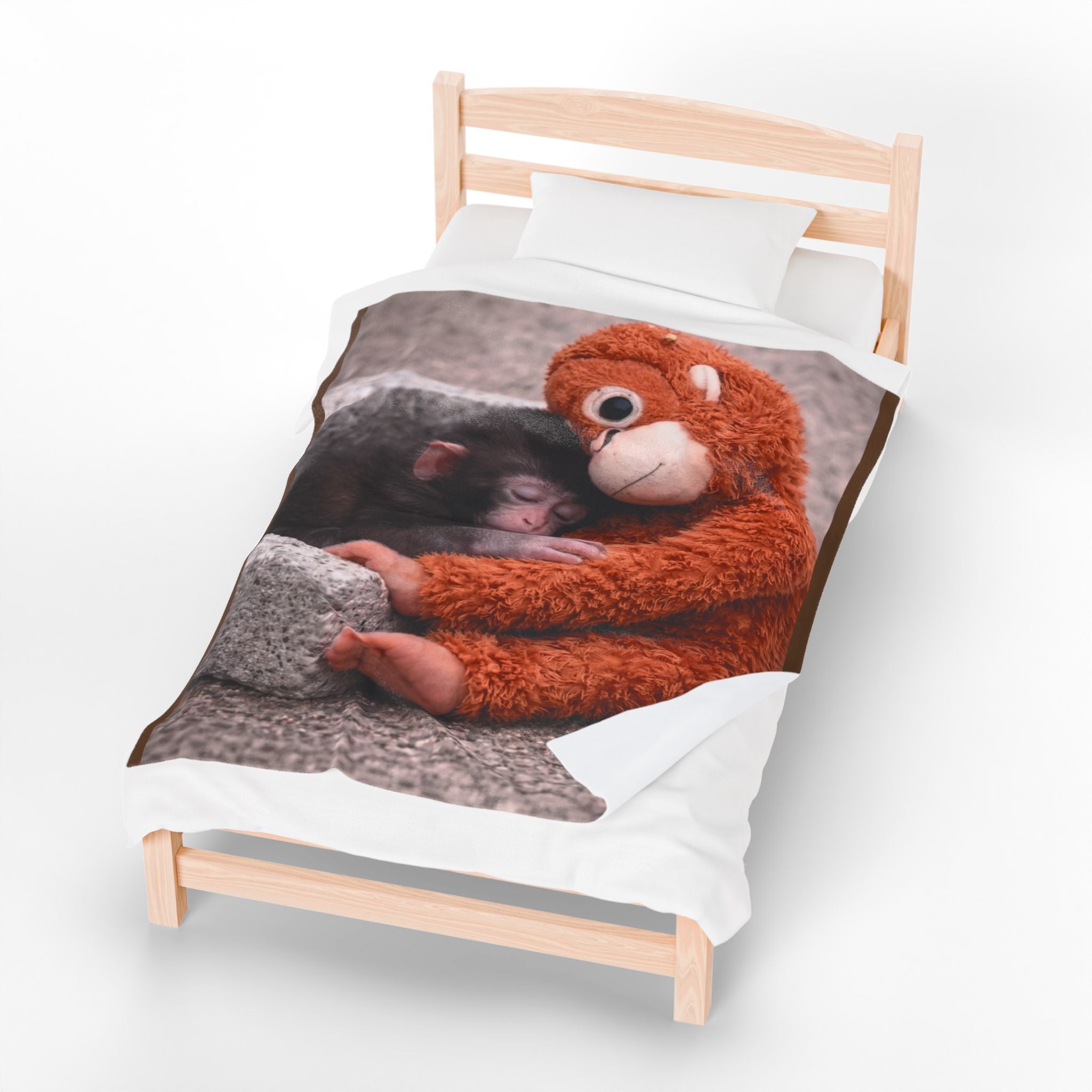 Punch Monkey Velveteen Blanket — Cozy Animal Cuddle Throw
