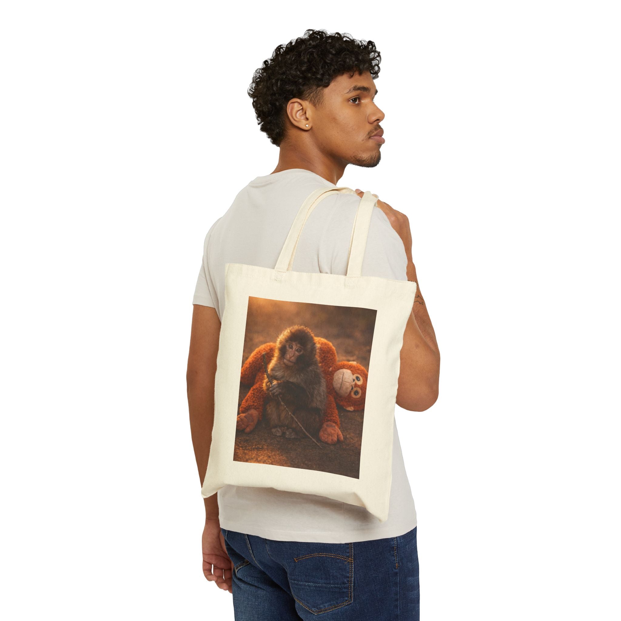 Punch Tote Bag - Cute Monkey Canvas Tote