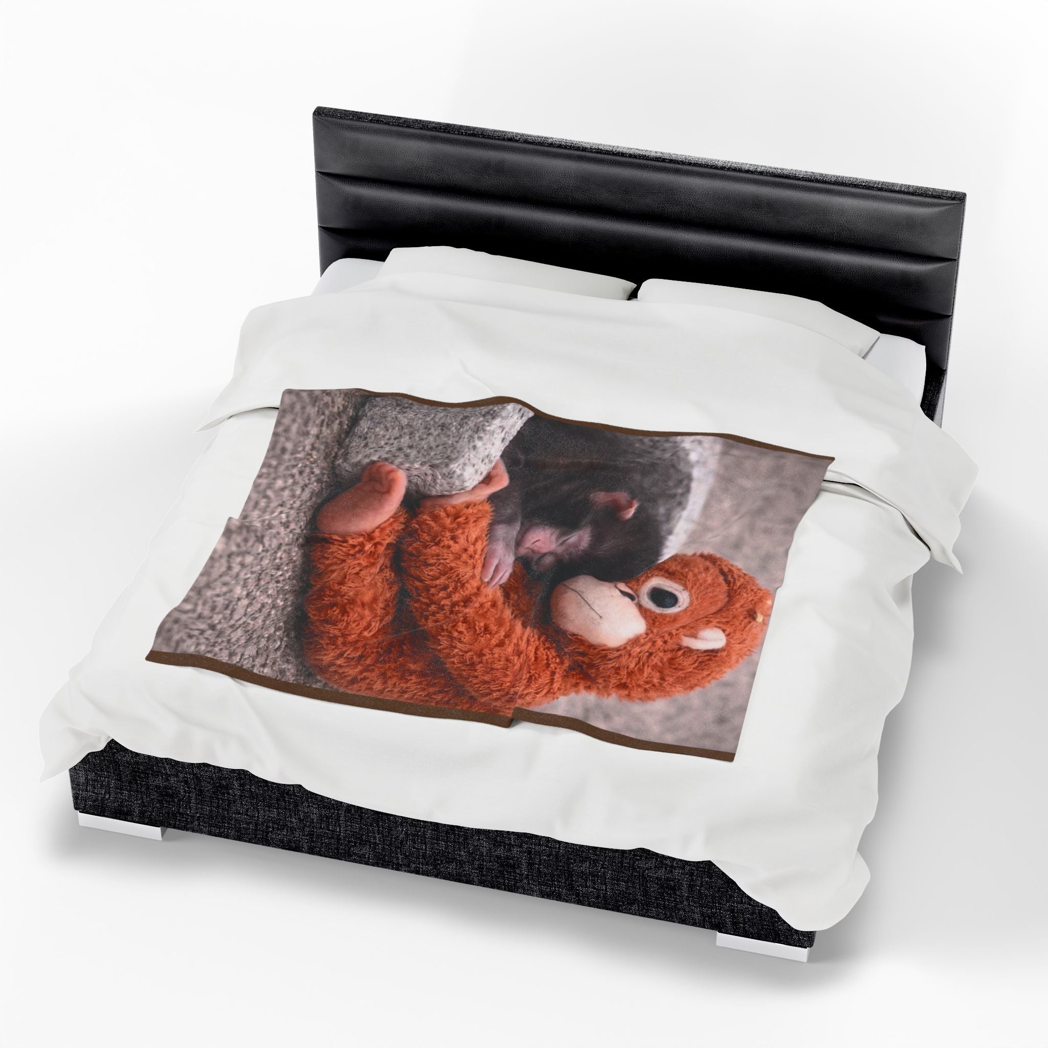 Punch Monkey Velveteen Blanket — Cozy Animal Cuddle Throw