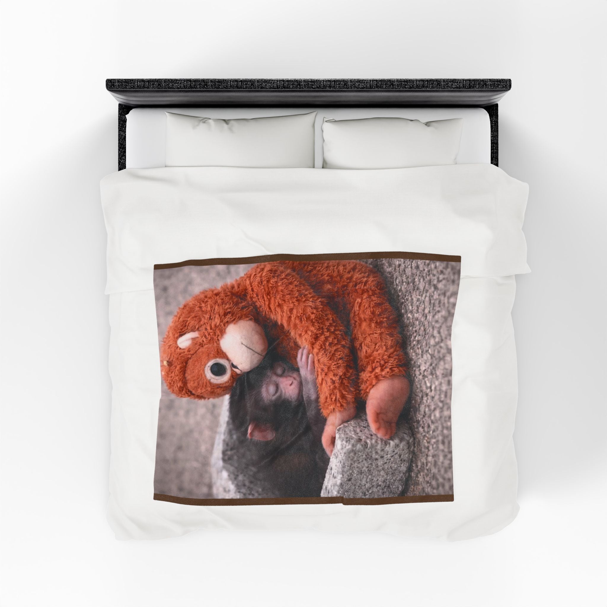 Punch Monkey Velveteen Blanket — Cozy Animal Cuddle Throw