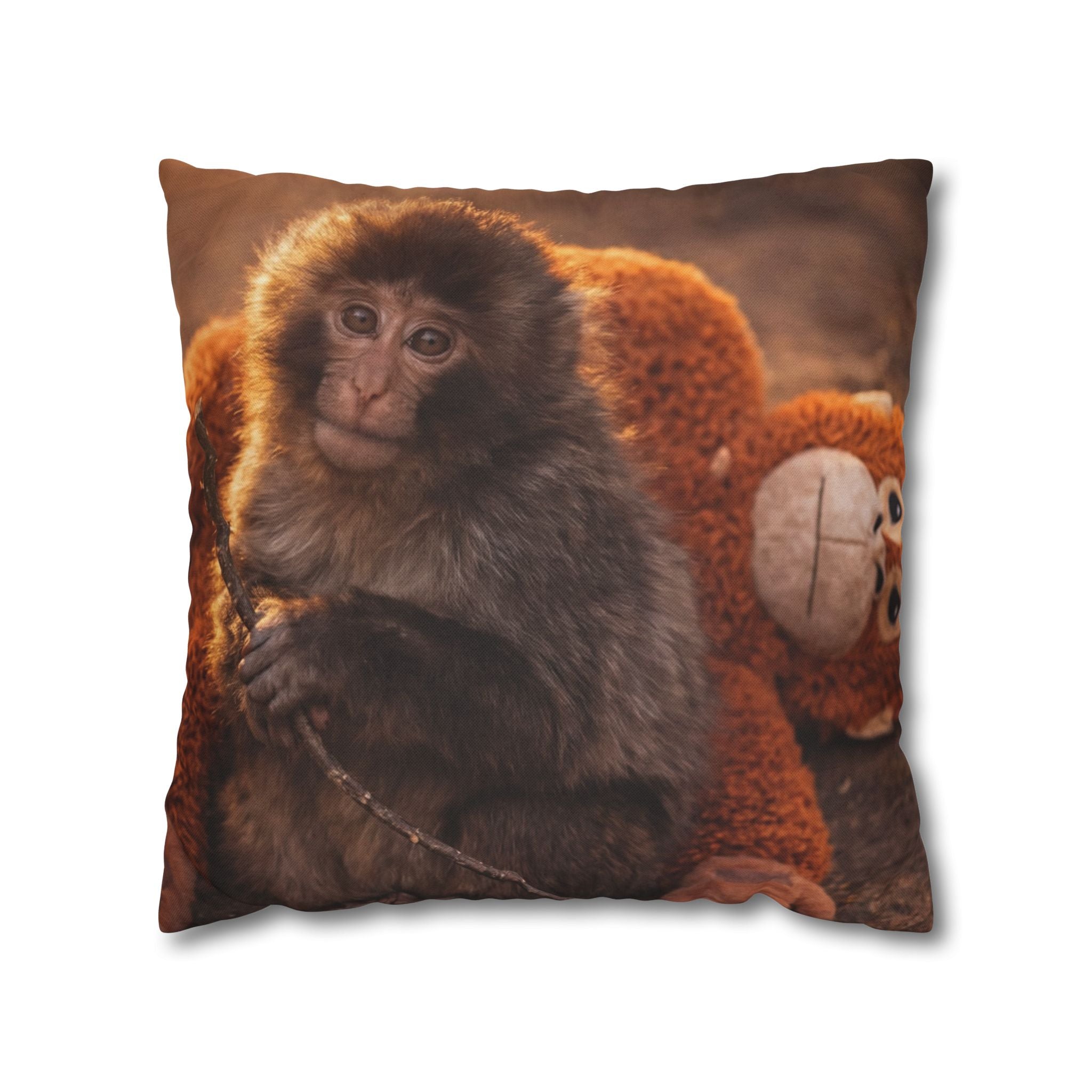 Punch Pillowcase — Cute Baby Monkey Decorative Throw Pillow
