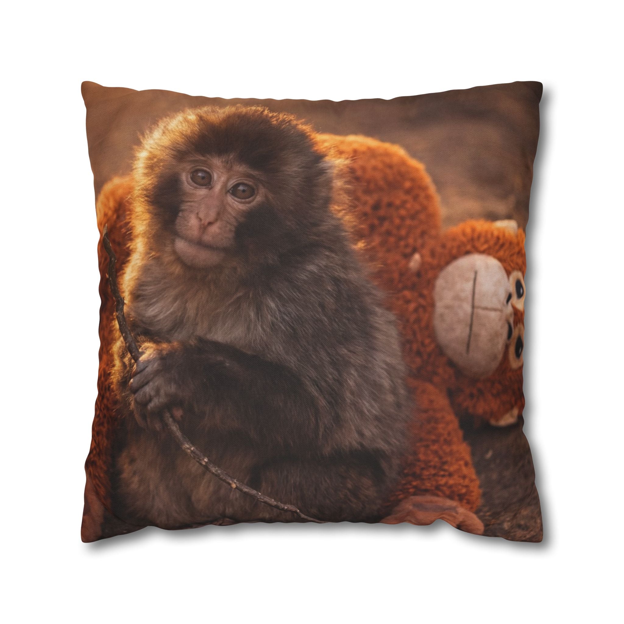 Punch Pillowcase — Cute Baby Monkey Decorative Throw Pillow