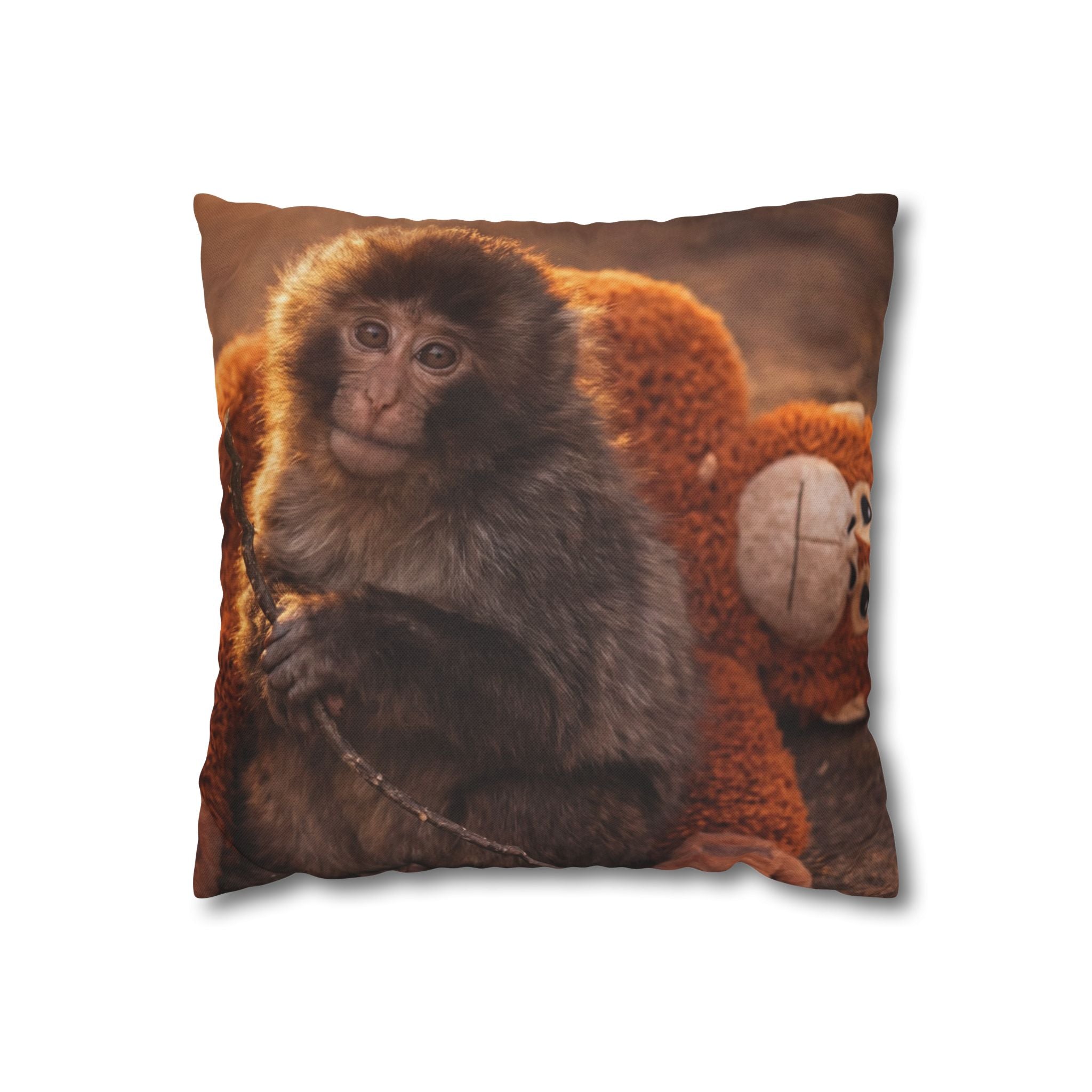 Punch Pillowcase — Cute Baby Monkey Decorative Throw Pillow