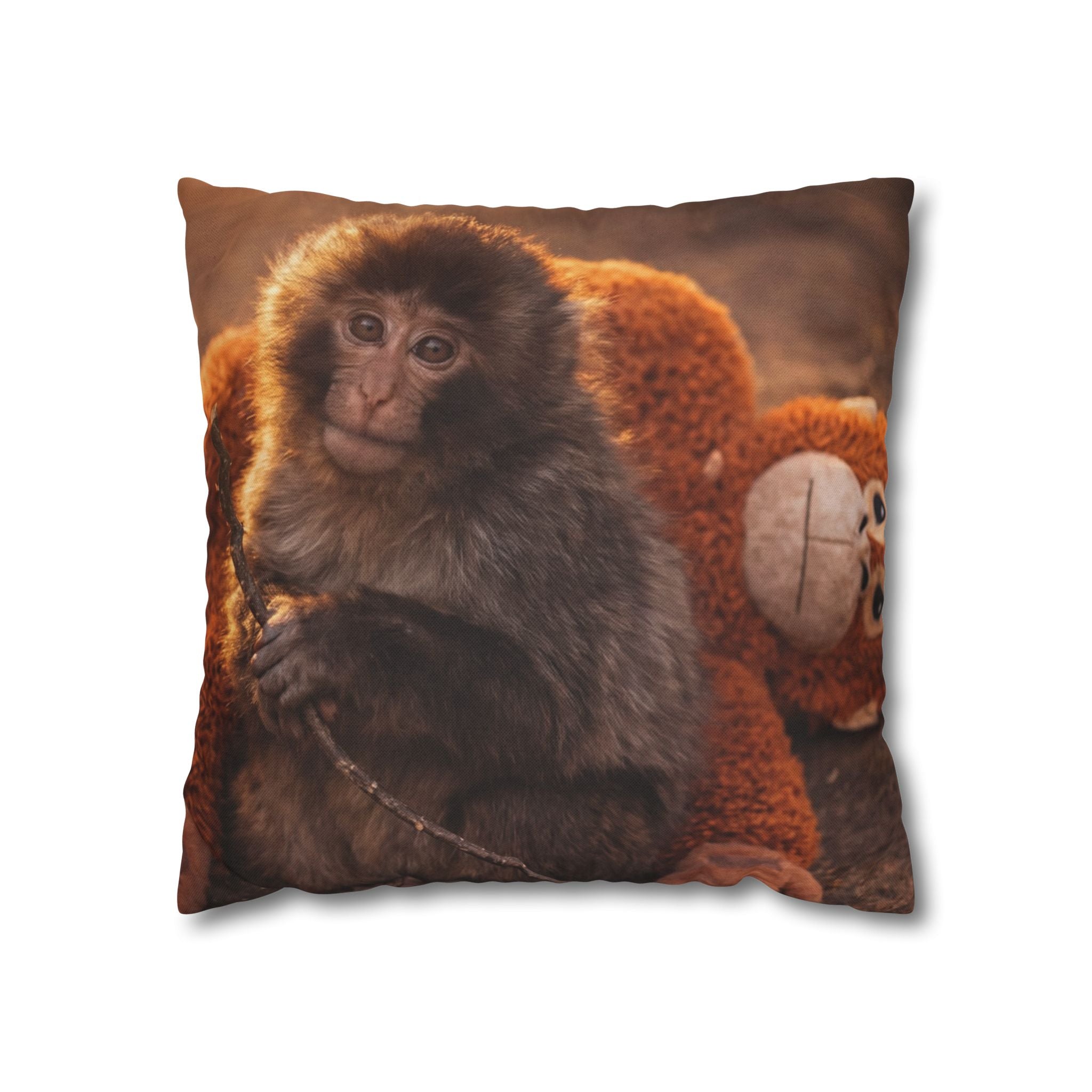 Punch Pillowcase — Cute Baby Monkey Decorative Throw Pillow