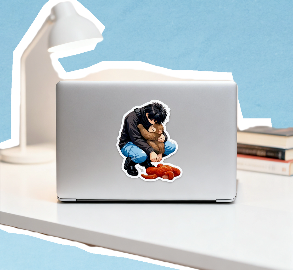 Punch cradling sticker